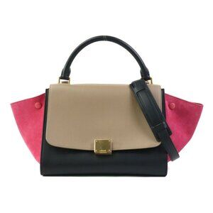 CELINE Black Leather Shoulder Bag